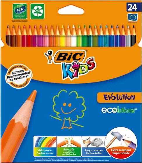 Matite colorate Evolution - colori assortiti - Bic - astuccio 24 pezzi Giochi e giocattoli/Attività creative/Accessori per disegnare e colorare/Pennelli Eurocartuccia - Pavullo, Commerciovirtuoso.it