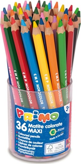 Matite colorate Jumbo - diametro mina 5 5 mm - 12 colori assortiti - Primo - conf. 36 pezzi Giochi e giocattoli/Attività creative/Accessori per disegnare e colorare/Pennelli Eurocartuccia - Pavullo, Commerciovirtuoso.it