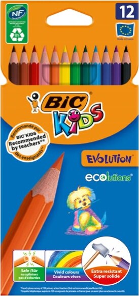 Matite colorate Kids Evolution - colori assortiti - Bic - astuccio 12 pezzi Giochi e giocattoli/Attività creative/Accessori per disegnare e colorare/Pennelli Eurocartuccia - Pavullo, Commerciovirtuoso.it