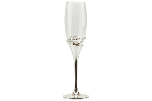Matrimonio Harmony Coppia flut silver con doppio cuore Porcellana