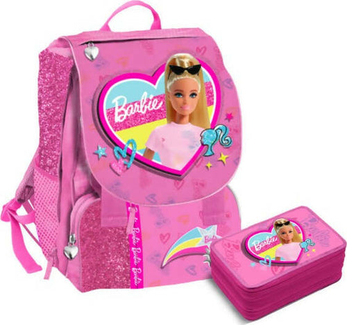 Mattel-Barbie-School-Pack-Zaino-Scuola-Estensibile-+-Astuccio-Completo-3-Zip