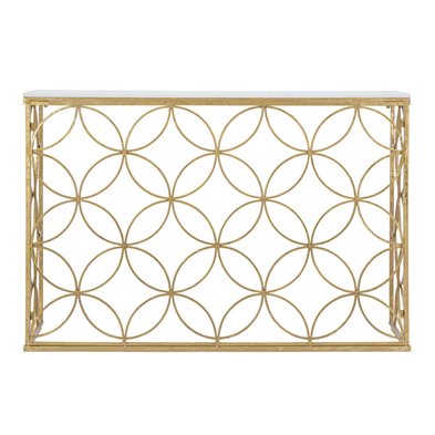 Console struttura in metallo color oro e ripiano in marmo per interni