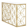 Console struttura in metallo color oro e ripiano in marmo per interni