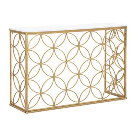 Console struttura in metallo color oro e ripiano in marmo per interni