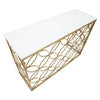 Console struttura in metallo color oro e ripiano in marmo per interni