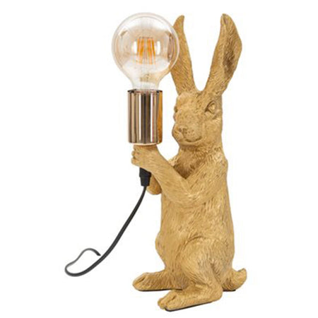 Lampada da tavolo "Coniglio" struttura in poliresina color oro per interni