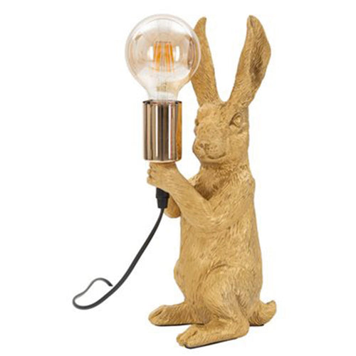 Lampada da tavolo Coniglio struttura in poliresina color oro per interni