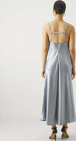 Max-Mara-Abito-Baden-In-Acetato-Donna-Elegante-Vestito-Lungo-Tinta-Unita
