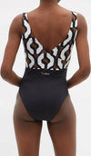 Max Mara Costume Intero Donna Scollo a V Max Mara Beachwear Nalut Swimsuit Costume da Bagno Nero e Fantasia costume You Store - Messina, Commerciovirtuoso.it