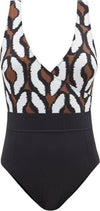 Max Mara Costume Intero Donna Scollo a V Max Mara Beachwear Nalut Swimsuit Costume da Bagno Nero e Fantasia costume You Store - Messina, Commerciovirtuoso.it