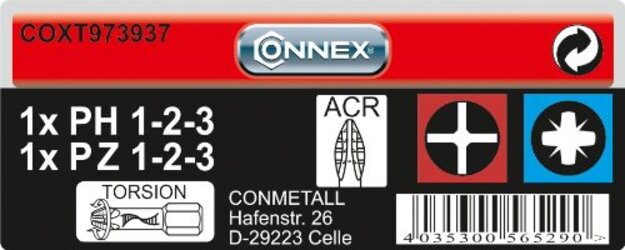 Max-Power-COXT973937-Set-Inserti-a-CrocePhillips,-Pozidriv,-Torsion-ACR,-6-Pezzi-con-Supporto-Magnetico,-Multicolore