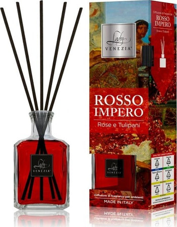 Maxi-Diffusore-Ambiente-Bastoncini-Fragranza-Rosso-Impero-Rose-E-Tulipani-250-Ml