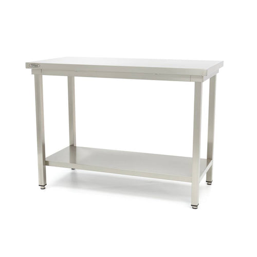Tavolo in Acciaio Inox - 60 x 60cm - Altezza Regolabile - con Ripiano di Stoccaggio