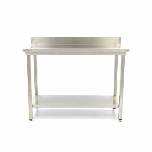 Tavolo in Acciaio Inox - 160 x 70cm - Altezza Regolabile - con Schienale