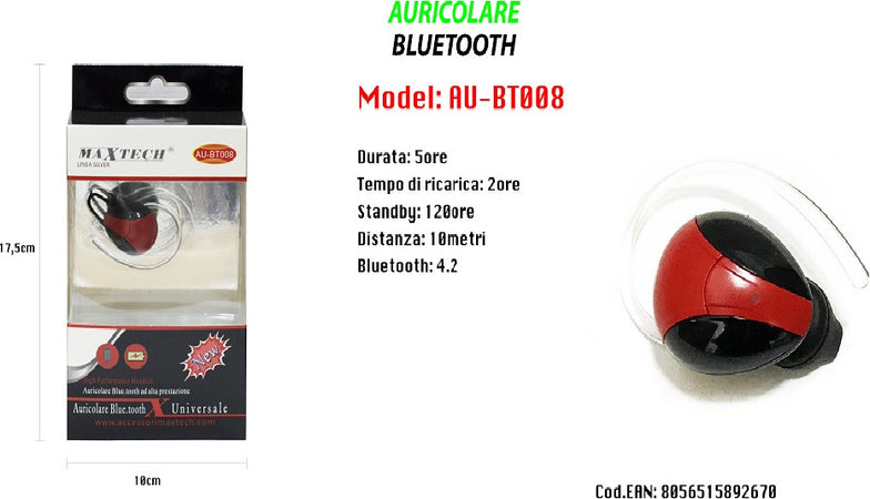 Maxtech Auricolare Bluetooth 4.2 Au-bt008 Universale Cuffia Per Cellulare Smartphone Elettronica/Cuffie auricolari e accessori/Cuffie/Cuffie Over-Ear Trade Shop italia - Napoli, Commerciovirtuoso.it