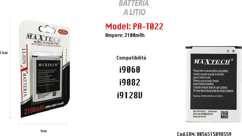 Maxtech Pa-t022 Batteria Di Lunga Durata Per Samsung Galaxy I9060/i9060i 2100mah A Litio Batterie per Cellulari Trade Shop italia - Napoli, Commerciovirtuoso.it