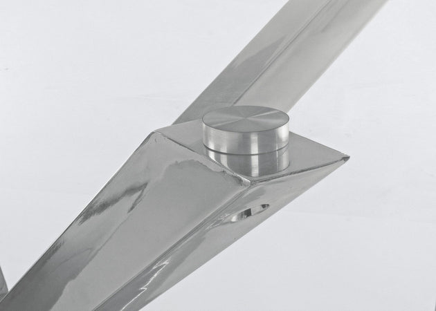 Tavolo May con gambe in acciaio, piano in vetro temperato spessore 10mm