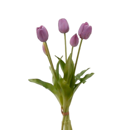 Fiore artificiale "tulipano" effetto realistico con stelo e foglie verdi