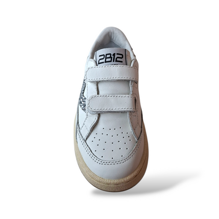 Sneakers bambina 2B12 Baby-Mini Play bianche glitter argento velcro