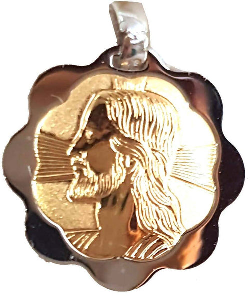 Medaglia Cristo in oro bianco e giallo 750/1000 medaglietta Religiosa che Raffigura Gesù Unisex Gioiello Religioso Stella Milano