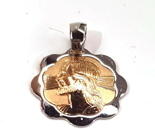 Medaglia Cristo in oro bianco e giallo 750/1000 medaglietta Religiosa che Raffigura Gesù Unisex Gioiello Religioso Stella Milano