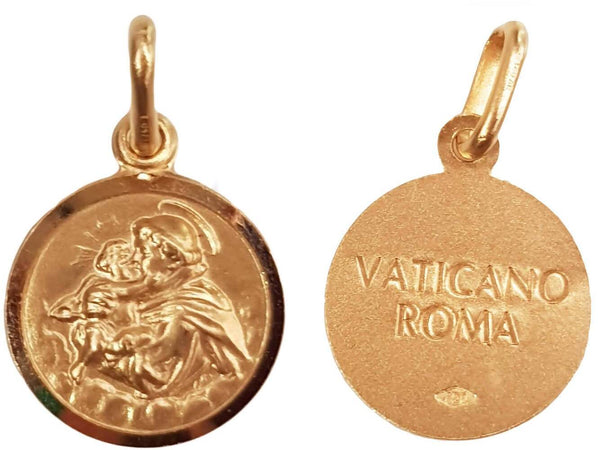 Medaglia Sant'Antonio in oro giallo 750 millesimi 18 kt Pendente Religioso Artigianale Made in Italy