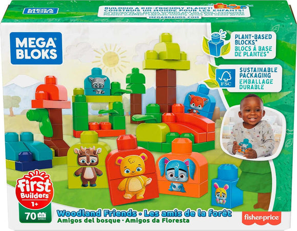 Mega-Bloks-First-Builders-Amici-del-Bosco-Bio-Contiene-70-Blocchi-da-Costruzione