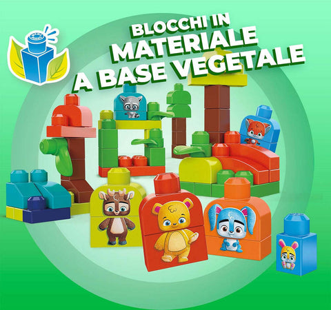 Mega-Bloks-First-Builders-Amici-del-Bosco-Bio-Contiene-70-Blocchi-da-Costruzione