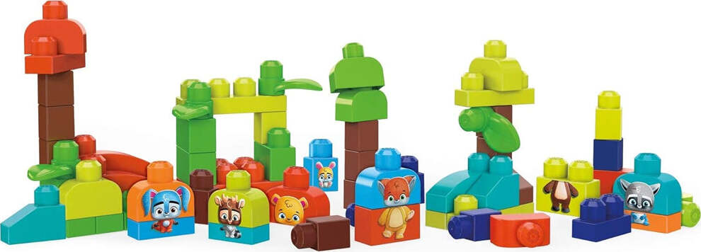 Mega-Bloks-First-Builders-Amici-del-Bosco-Bio-Contiene-70-Blocchi-da-Costruzione