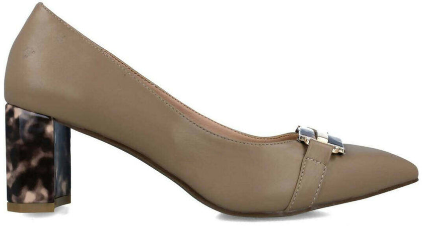 Membur Décolleté Donna in Pelle Scarpe Con Tacco Maculato 5,5 Cm Dettaglio Medaglione Dorato Collezione Aut-Inv 2022/23