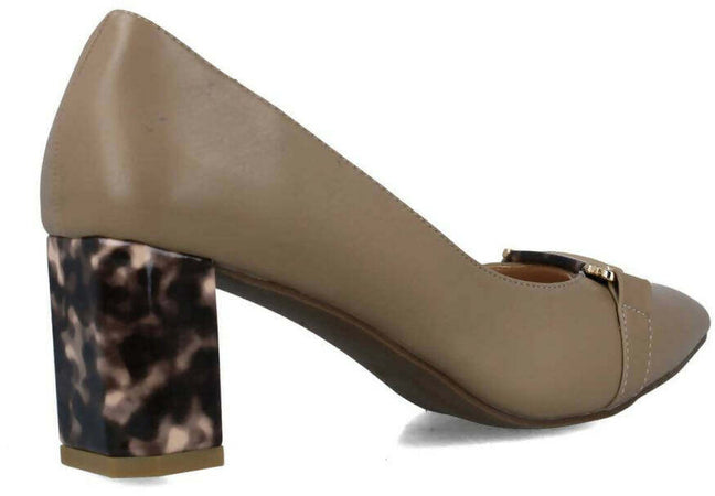 Membur Décolleté Donna in Pelle Scarpe Con Tacco Maculato 5,5 Cm Dettaglio Medaglione Dorato Collezione Aut-Inv 2022/23