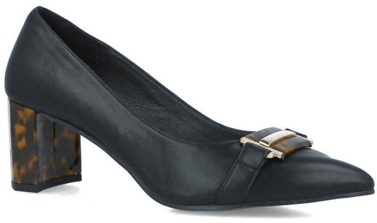 Membur Décolleté Donna in Pelle Scarpe Con Tacco Maculato 5,5 Cm Dettaglio Medaglione Dorato Collezione Aut-Inv 2022/23