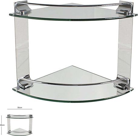 Mensola Ad Angolo Doppia Per Bagno Angoliera A 2 Ripiani In Vetro Arredo 52910 Set da Bagno Trade Shop italia - Napoli, Commerciovirtuoso.it
