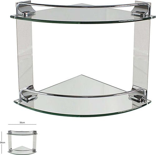 Mensola Ad Angolo Doppia Per Bagno Angoliera A 2 Ripiani In Vetro Arredo 52910 Set da Bagno Trade Shop italia - Napoli, Commerciovirtuoso.it