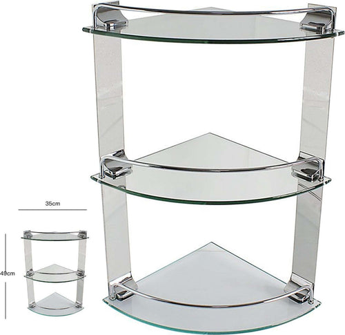 Mensola Ad Angolo Tripla Per Bagno Angoliera A 3 Ripiani In Vetro Arredo 52911 Casa e cucina/Bagno/Accessori per il bagno/Accessori per la doccia/Mensole Trade Shop italia - Napoli, Commerciovirtuoso.it