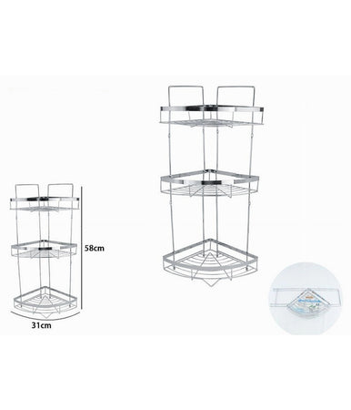 Mensola Angolare Cromata Per Doccia A 3 Ripiani Piani Organizer Per Bagno 59257