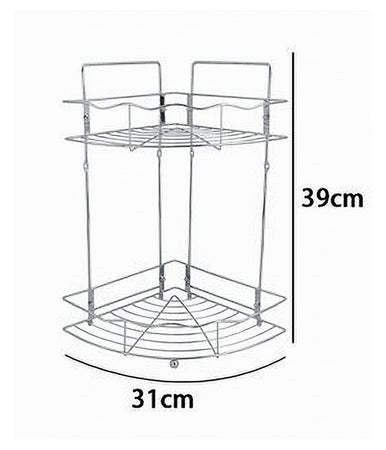 Mensola Angolare Doccia A 2 Ripiani Portaoggetti In Metallo Scaffale Bagno 59259