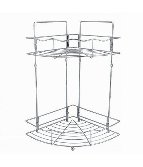 Mensola Angolare Doccia A 2 Ripiani Portaoggetti In Metallo Scaffale Bagno 59259