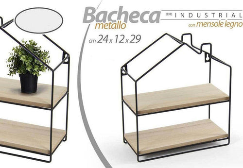 Mensola Bacheca Parete Casetta Metallo 24x12x29cm Nero 2 Ripiani In Legno 818707 Casa e cucina/Arredamento/Ingresso/Portachiavi da parete Trade Shop italia - Napoli, Commerciovirtuoso.it