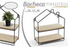 Mensola-Bacheca-Parete-Casetta-Metallo-24x12x29cm-Nero-2-Ripiani-In-Legno-818707