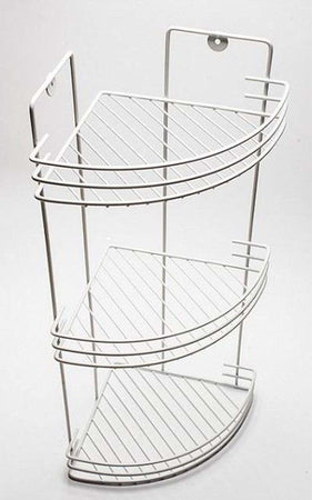 MENSOLA DA BAGNO ANGOLARE A 3 LIVELLI RIPIANI METALLO BIANCA 59X22X22CM  Trade Shop italia - Napoli, Commerciovirtuoso.it