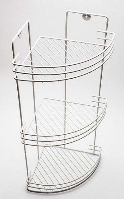 MENSOLA DA BAGNO ANGOLARE A 3 LIVELLI RIPIANI METALLO BIANCA 59X22X22CM  Trade Shop italia - Napoli, Commerciovirtuoso.it