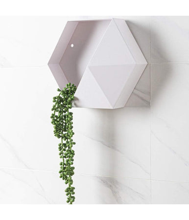 Mensola Da Parete Attrezzata A Muro Esagonale Scaffale Geometrico 27x23x7cm Mod