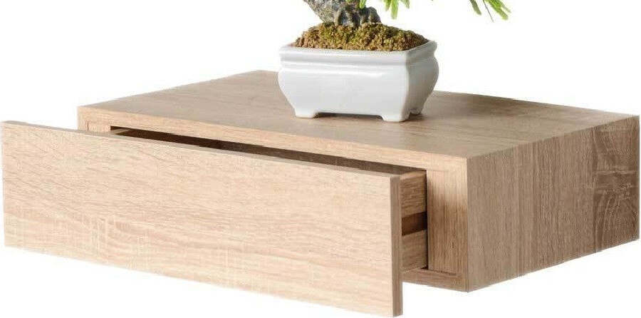 Mensola Da Parete Con Cassetto Sospeso Pensile In Legno Rovere 40x24x10cm 782510 Casa e cucina/Organizzazione interni/Porta oggetti cassetti e scaffali/Mensole da muro Trade Shop italia - Napoli, Commerciovirtuoso.it