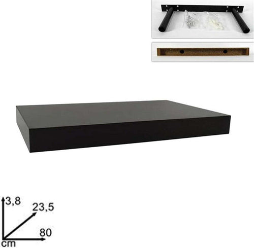 Mensola Da Parete In Legno Mdf 80x23,5x3,8cm Pensile Scaffale A Muro Staffe Nero Casa e cucina/Organizzazione interni/Porta oggetti cassetti e scaffali/Mensole da muro Trade Shop italia - Napoli, Commerciovirtuoso.it