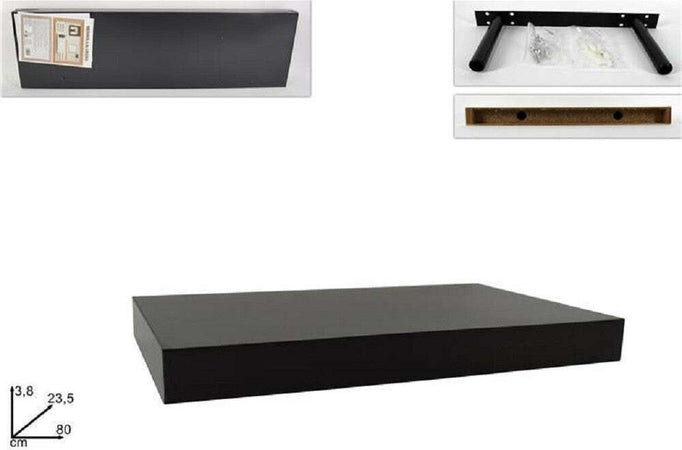 Mensola Da Parete In Legno Mdf 80x23,5x3,8cm Pensile Scaffale A Muro Staffe Nero Casa e cucina/Organizzazione interni/Porta oggetti cassetti e scaffali/Mensole da muro Trade Shop italia - Napoli, Commerciovirtuoso.it