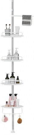 Mensola Doccia Angolare Telescopico Bagno 4 Ripiani 1 Portasciugamani 95-305cm Bianco Casa e cucina/Bagno/Mobili da bagno/Mensole bagno Trade Shop italia - Napoli, Commerciovirtuoso.it