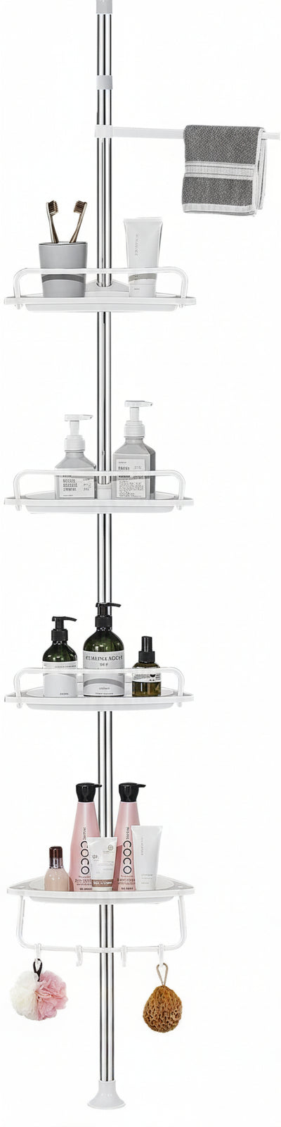 Mensola Doccia Angolare Telescopico Bagno 4 Ripiani 1 Portasciugamani 95-305cm Bianco Casa e cucina/Bagno/Mobili da bagno/Mensole bagno Trade Shop italia - Napoli, Commerciovirtuoso.it
