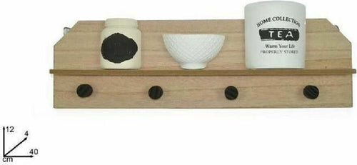Mensola In Legno Da Parete Ripiano Con 4 Appendini Decorazione Casa 12x40x4 Cm Casa, arredamento e bricolage > Arredamento > Mobili e Accessori Trade Shop italia - Napoli, Commerciovirtuoso.it