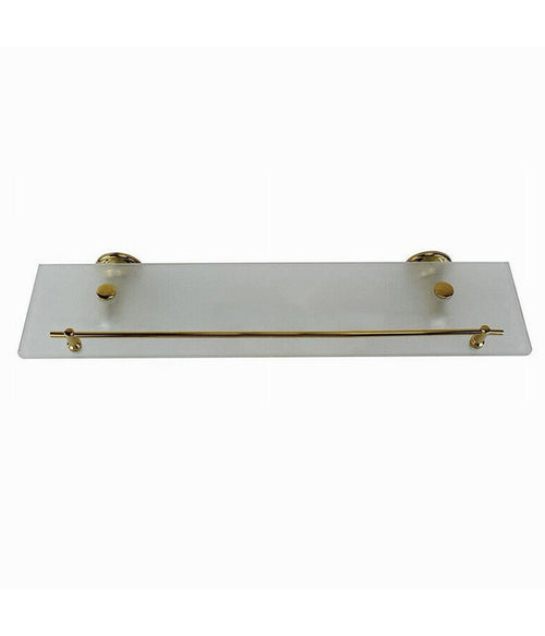 Mensola In Vetro Satinato Bagno Con Reggimensola Acciaio Cromato Muro Oro 59430